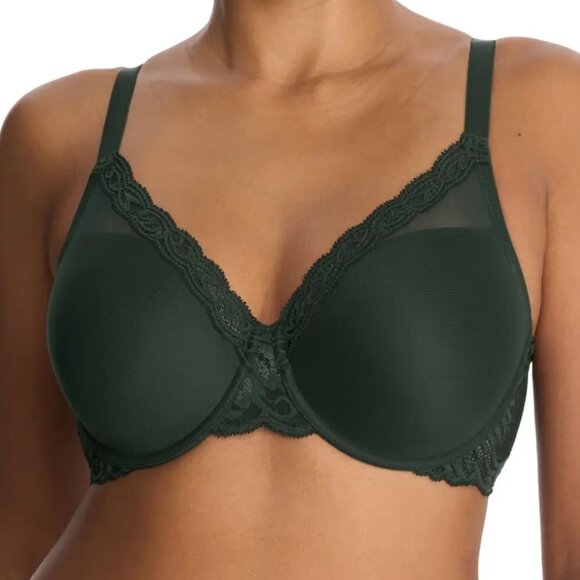 Natori Feathers Plunge Underwire T-Shirt  Bra in Dark Forest - Picture 1 of 4